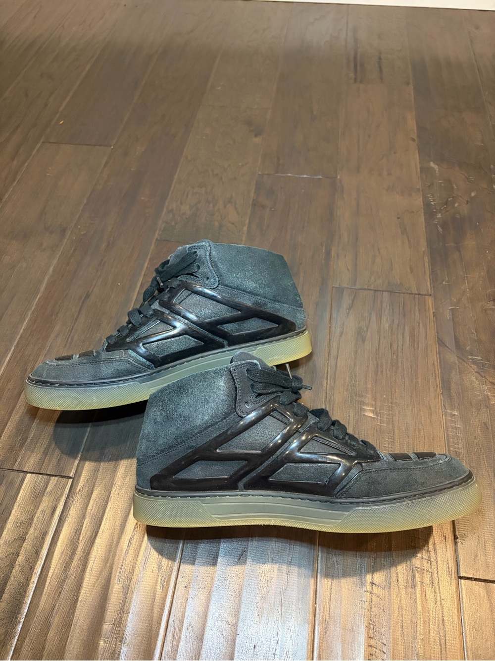 Alejandro Ingelmo Black on Black TRON Leather High Top Shoes.